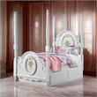 Auri Twin 4 Poster Princess Bed- Classic Arched Headboard- White Wood