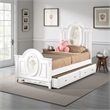 Auri Full Size Bed- Floral Motifs Arched Headboard- Classic White Wood