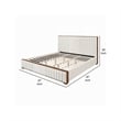 Lesa Queen Bed- Channel Tufted Beige Chenille Upholstery- Walnut Brown