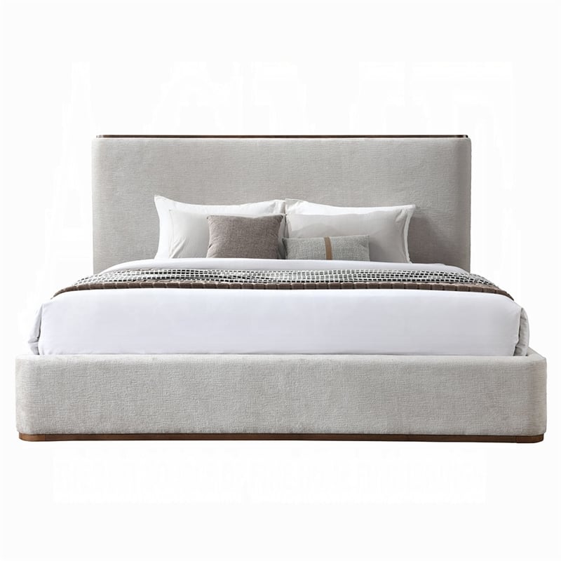 Orion Full Size Bed with Built-In Storage Drawer- Medium Gray Fabric