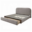 Orion Full Size Bed with Built-In Storage Drawer- Medium Gray Fabric