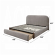 Orion Full Size Bed with Built-In Storage Drawer- Medium Gray Fabric