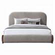 Orion Queen Size Bed with Built-In Storage Drawer- Medium Gray Fabric