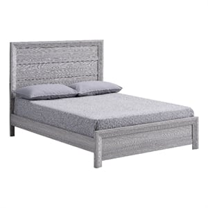 Laide Queen Bed- Panel Style Headboard- Rustic Farmhouse Driftwood Gray
