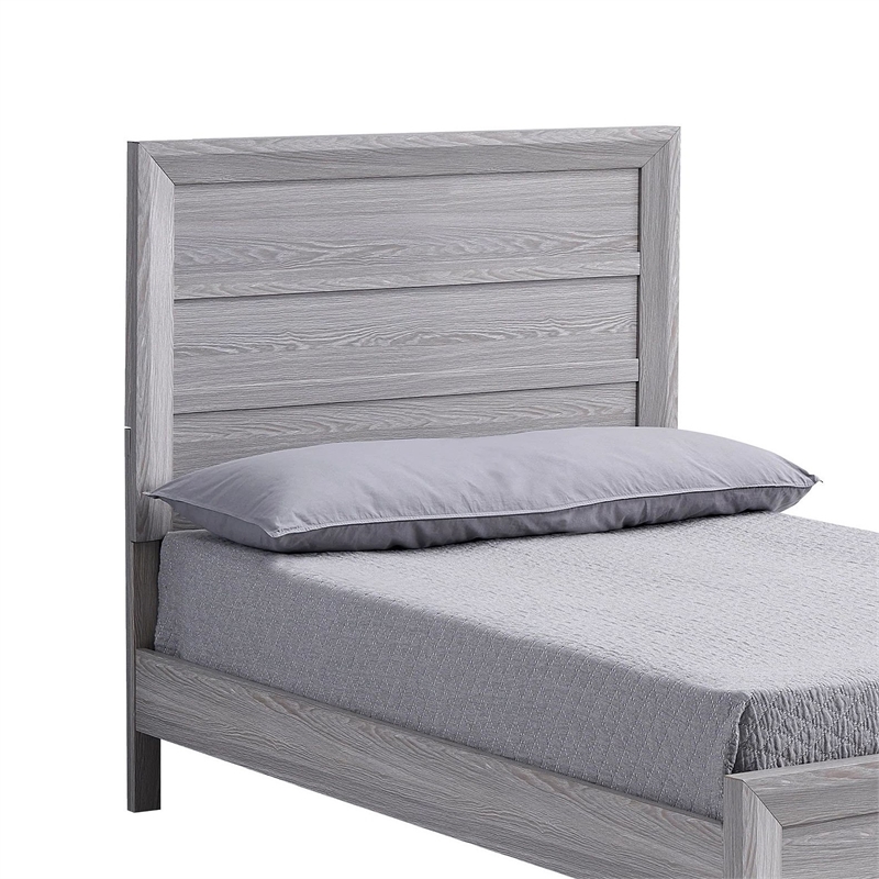 Laide Twin Bed- Panel Style Headboard- Rustic Farmhouse Driftwood Gray