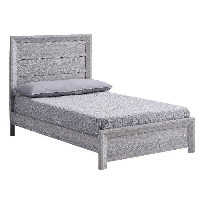 Laide Twin Bed- Panel Style Headboard- Rustic Farmhouse Driftwood Gray