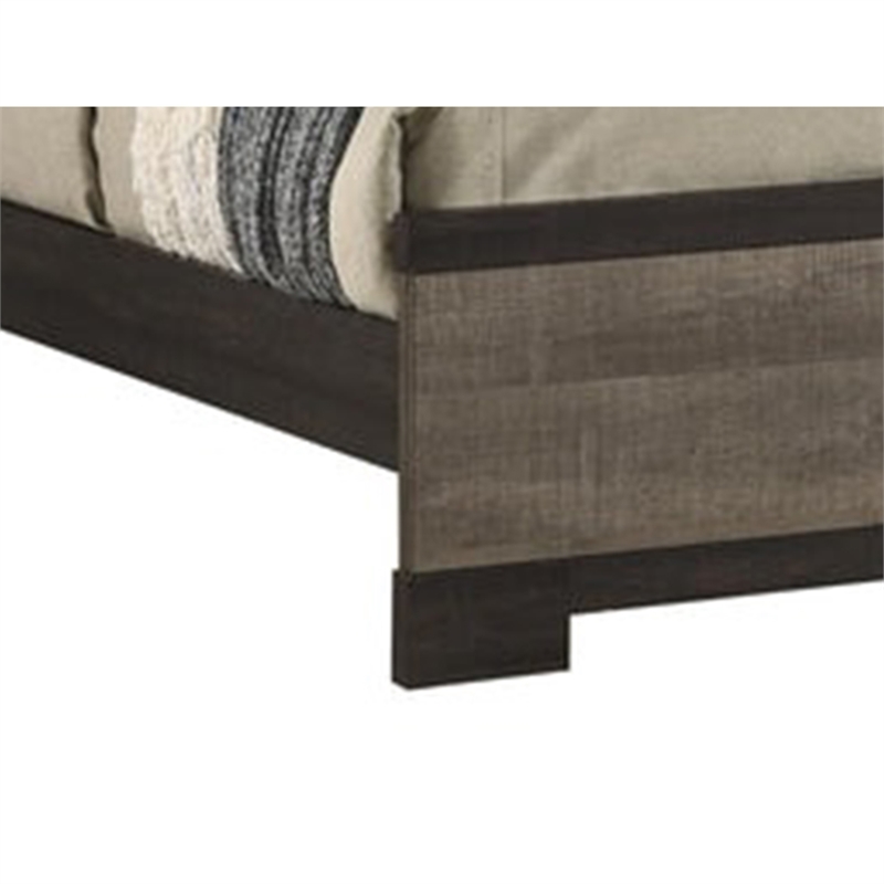 Ruthe Queen Panel Bed with Horizontal Trim Lines- Gray Grained Wood