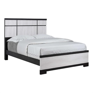 Ruthe King Panel Bed with Horizontal Trim Lines- White Grained Wood