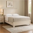 Charie King Bed with Panel-Style Headboard- Tapered Legs- White Wood