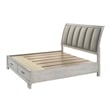 Jeni Queen Size Storage Bed- 2 Drawer Footboard- White Mist Upholstery