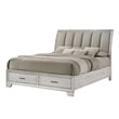 Jeni Queen Size Storage Bed- 2 Drawer Footboard- White Mist Upholstery