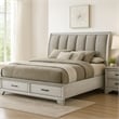 Jeni Queen Size Storage Bed- 2 Drawer Footboard- White Mist Upholstery
