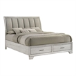 Jeni Queen Size Storage Bed- 2 Drawer Footboard- White Mist Upholstery
