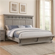 Bix King Size Bed w Upholstered Footboard- Light Gray Wood Grain