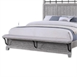 Bix Queen Size Bed w Upholstered Footboard- Light Gray Wood Grain