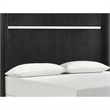 Geny Queen Size Bed w Channel Tufted Headboard- Silver Trim- Black