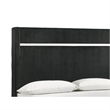 Geny Queen Size Bed w Channel Tufted Headboard- Silver Trim- Black