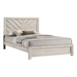Velz Full Size Bed w Chevron Patterned Headboard- Beige Wood Finish
