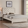 Velz King Size Bed w Chevron Patterned Headboard- Beige Wood Finish