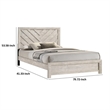 Velz Twin Size Bed w Chevron Patterned Headboard- Beige Wood Finish