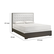 Hez Full Size Bed- Cream White Tufted Headboard Upholstery- Dark Brown