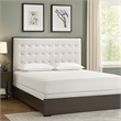 Hez King Size Bed- Tufted Cream White Headboard Upholstery- Dark Brown
