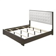 Hez King Size Bed- Tufted Cream White Headboard Upholstery- Dark Brown