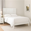 Deny Queen Size Bed w Grid Pattern Headboard- Tapered Front Legs- White