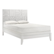 Deny Twin Size Bed w Grid Pattern Headboard- Tapered Front Legs- White