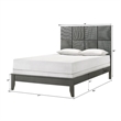 Deny Queen Size Bed w Pattern Headboard- Tapered Front Legs- Metallic Gray