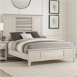 Sary Queen Size Bed w Tall Louvered Headboard- Tapered Front Legs- Off White