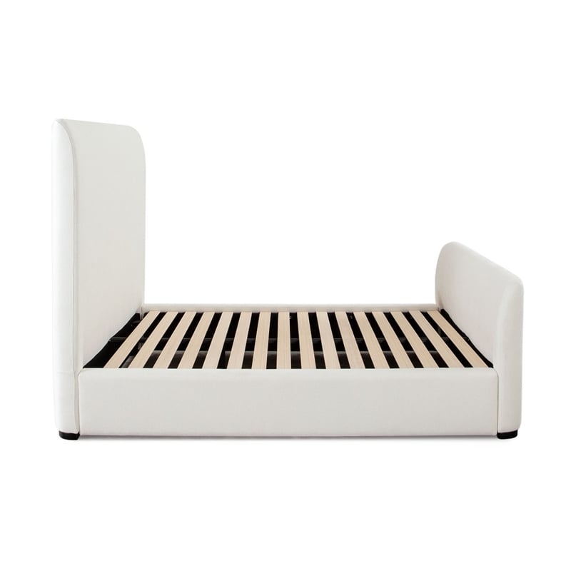 Zuo Contemporary King Size Bed- Contoured Tall White Padded Upholstery