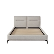 Lomp Low Queen Bed- Padded Tufted Mist Sand Brown Polyester Upholstery