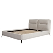 Lomp Low Queen Bed- Padded Tufted Mist Sand Brown Polyester Upholstery