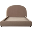 Feny Queen Size Bed w Arch Headboard- Camel Brown Velvet Upholstery