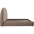 Feny Queen Size Bed w Arch Headboard- Camel Brown Velvet Upholstery