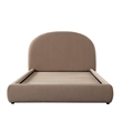 Feny King Size Bed w Arch Headboard- Camel Brown Velvet Upholstery