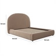 Feny King Size Bed w Arch Headboard- Camel Brown Velvet Upholstery