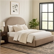 Feny King Size Bed w Arch Headboard- Camel Brown Velvet Upholstery