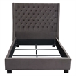 Zoa King Size Bed w Tufted Headboard- Smoke Gray Velvet Upholstery