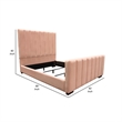 Eva King Bed- Vertical Channel Tufted Blush Pink Velvet Upholstery