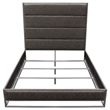 Chek Queen Size Bed- Gray Faux Leather Upholstery w Silver Metal Frame