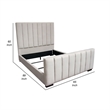 Eva Queen Bed- Vertical Channel Tufted Light Gray Velvet Upholstery