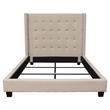 Seny Queen Size Bed- Button Tufted Wingback- Sand Brown Upholstery