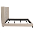 Seny Queen Size Bed- Button Tufted Wingback- Sand Brown Upholstery