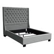 Zoa King Size Bed in Dark Gray Linen Upholstery- Wingback Headboard
