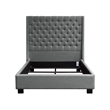 Zoa King Size Bed in Dark Gray Linen Upholstery- Wingback Headboard