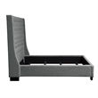 Zoa King Size Bed in Dark Gray Linen Upholstery- Wingback Headboard