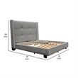 Bea Queen Size Bed with Storage Footboard- Gray Faux Linen Upholstery
