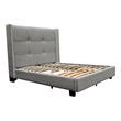 Bea Queen Size Bed with Storage Footboard- Gray Faux Linen Upholstery